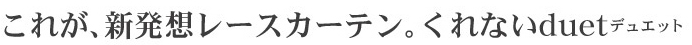これが新発想レースカーテン。くれないduet
