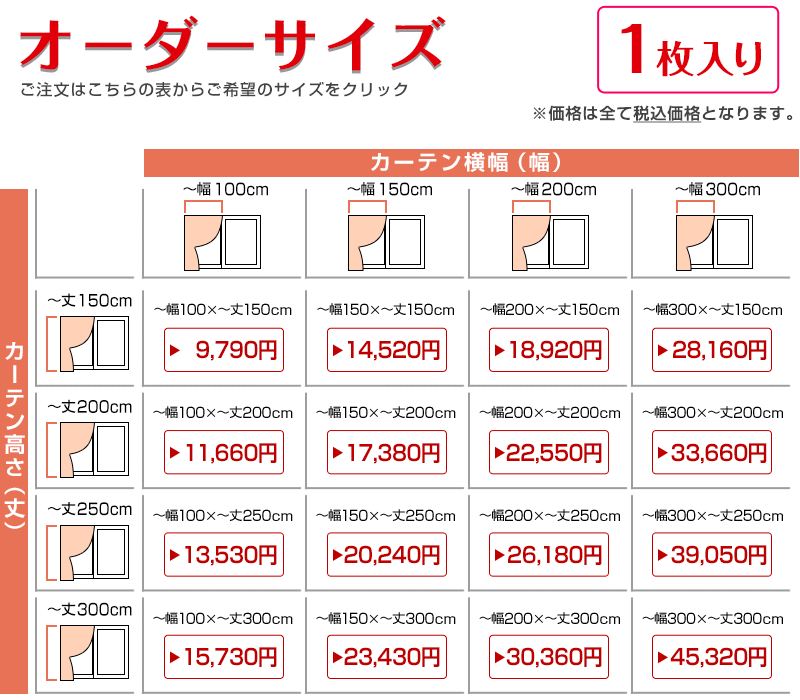オーダーサイズ表