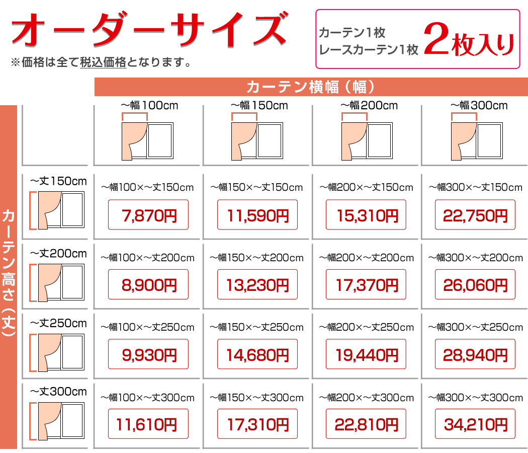 オーダーサイズ表