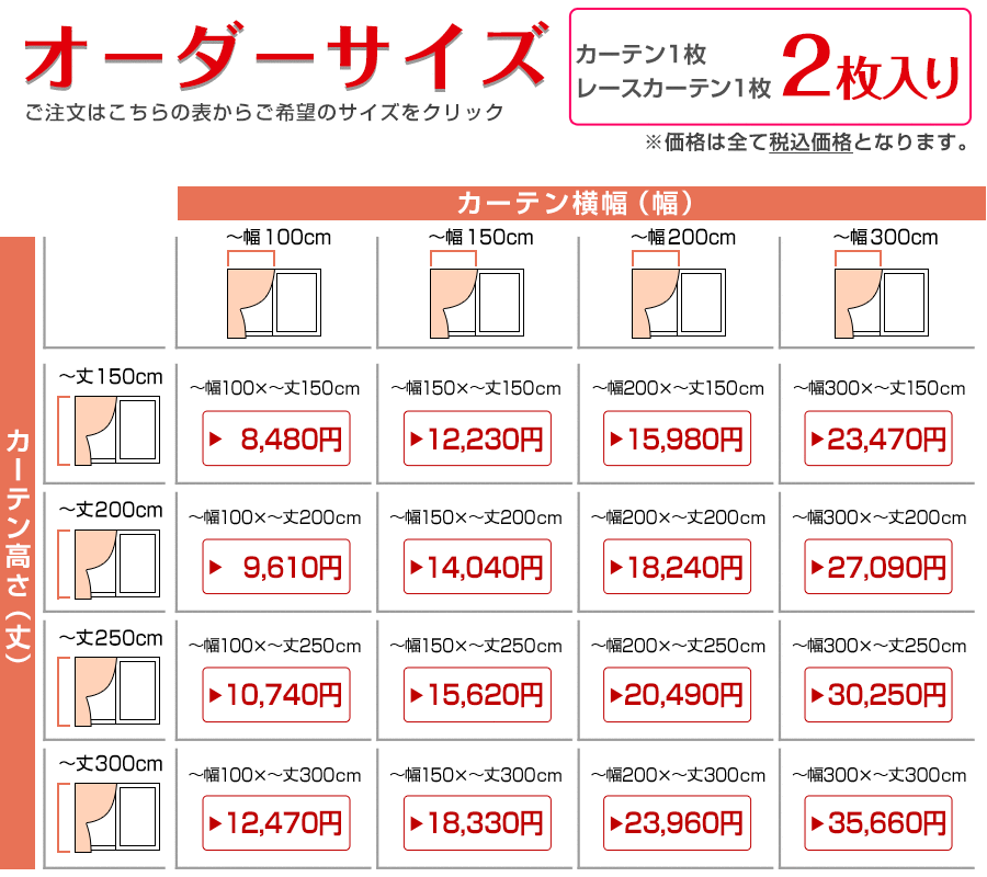 オーダーサイズ表