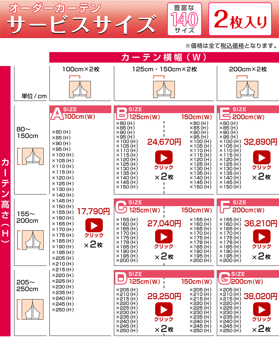 サービスサイズ表