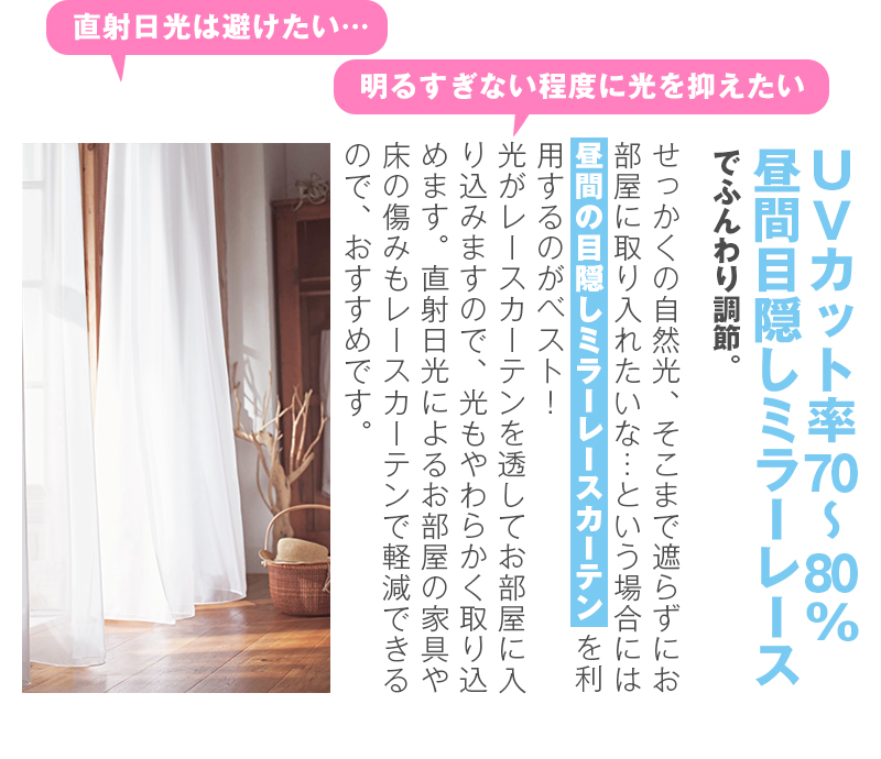直射日光は避けたい、明るすぎない程度に光を押さえたい