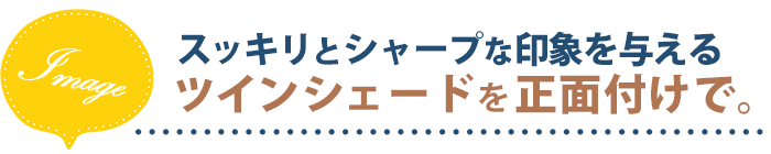 スッキリとシャープな印象を与えるツインシェードを正面付けで。