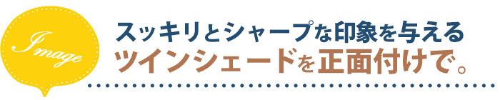 スッキリとシャープな印象を与えるツインシェードを正面付けで。