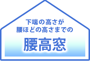 下端の高さが腰ほどの高さまでの腰高窓
